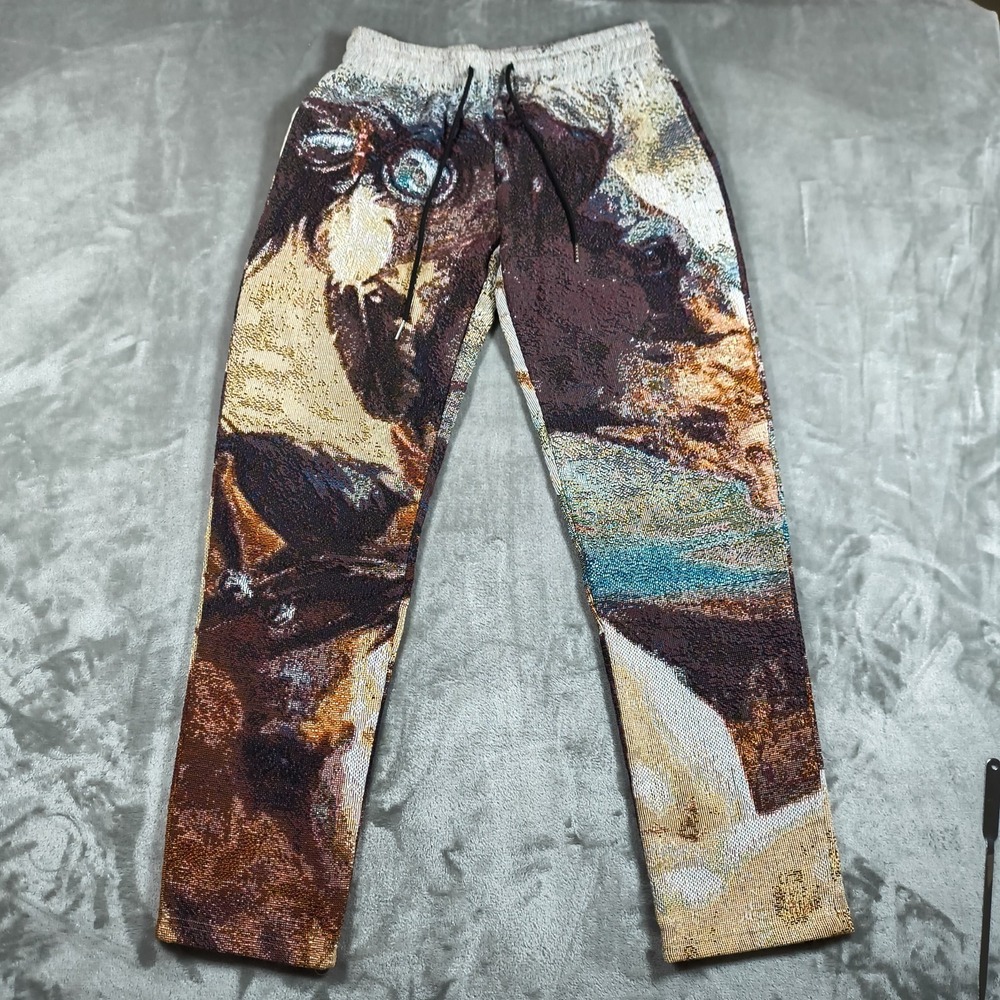 Retrovert Tapestry Pants Mens 28x29‎ Horses Pony Stallion Boho Knit Sweatpants